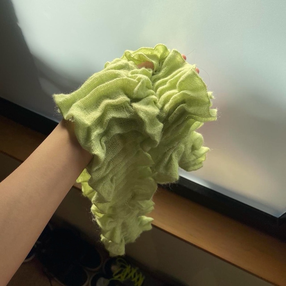 Lime Green Ruffled Scarf - Picture 2 of 3